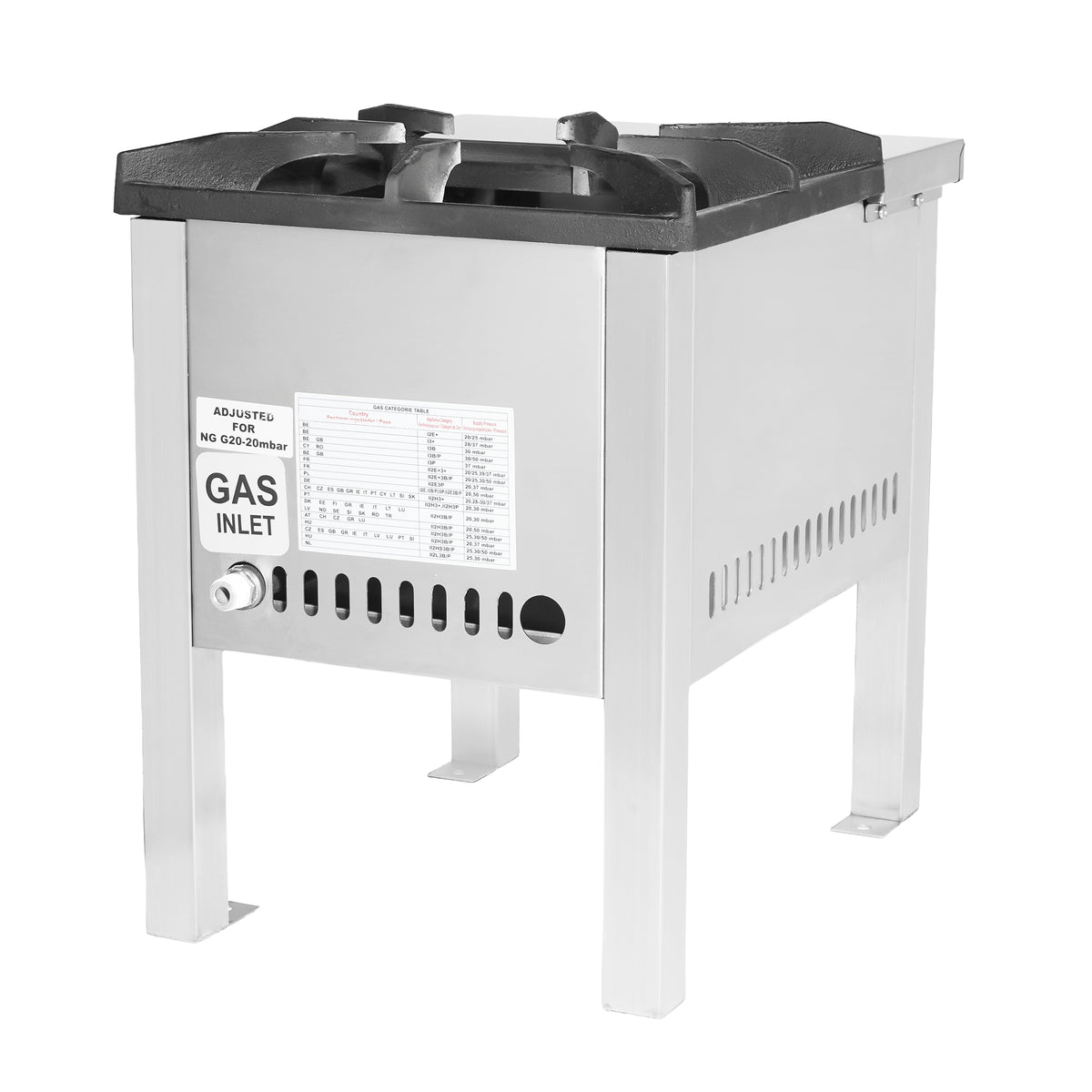 Gas-Hockerkocher / 12 kW / 1 Brenner / 400 mm / Combisteel – professioneller Hockerkocher für Gastronomie