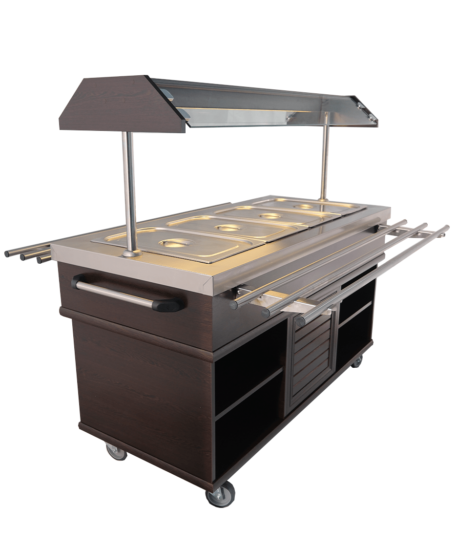 Gekühltes Buffet / 4 × 1/1 GN / Mahagoni / 1500 × 700 × 1400 mm / Combisteel