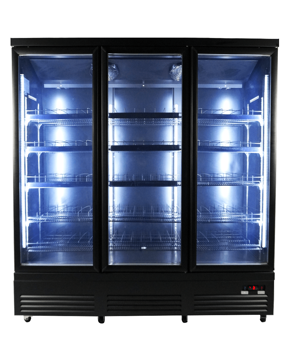 ХЛАДИЛНИК С 3 СТЪКЛЕНИ ВРАТИ ЧЕРЕН CEB-1600R BL
