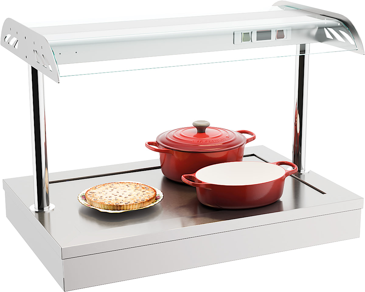 Einbauheizplatte / 2× 1/1 GN / mit Halogenbeleuchtung / 900 × 600 × 650 mm / Combisteel
