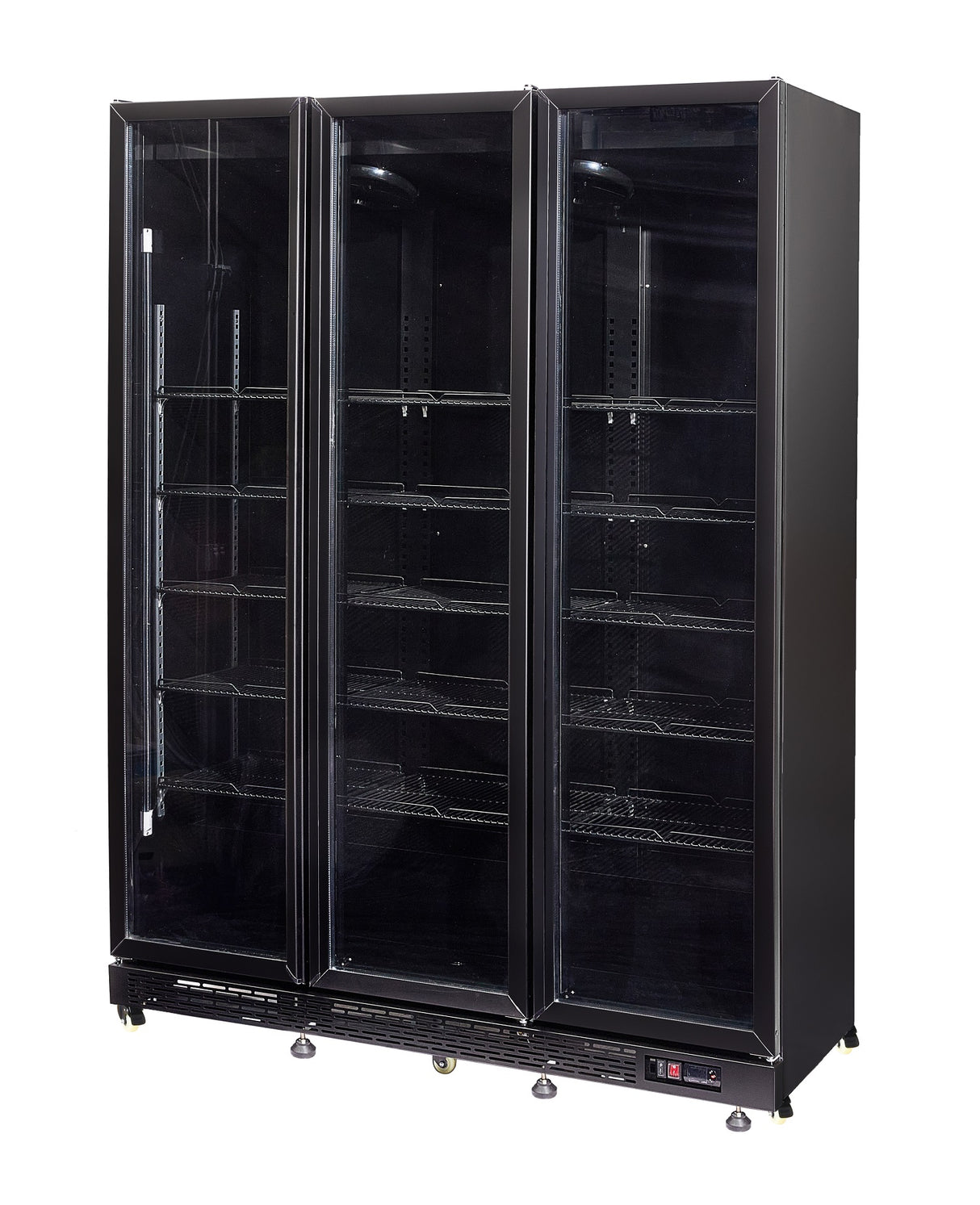 Getränkekühlschrank 3 Glastüren Schwarz NAP-1200 Mit Türheizung