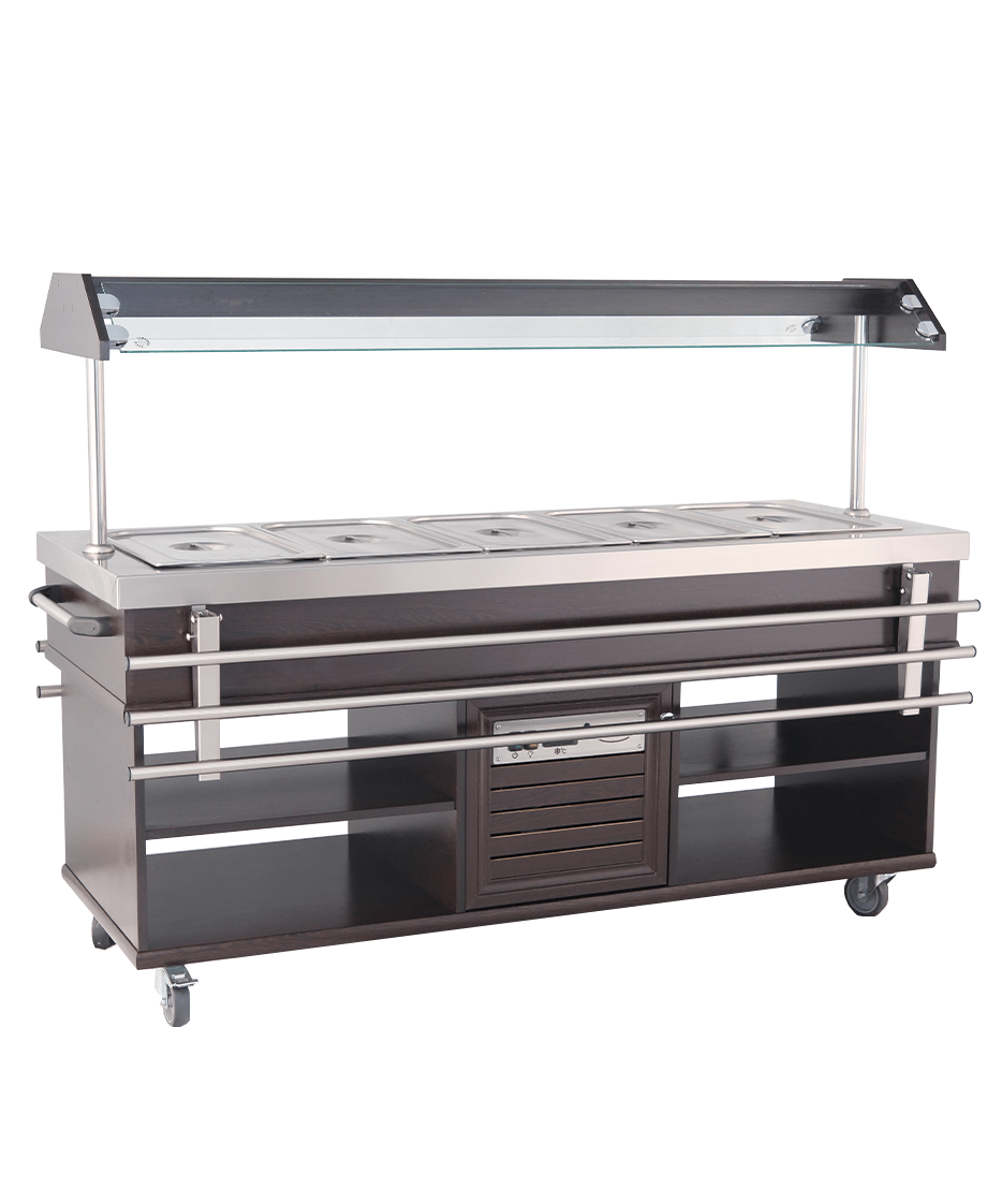 Warmes Buffet / 5 × 1/1 GN / Mahagoni / 1900 × 700 × 1400 mm / Combisteel