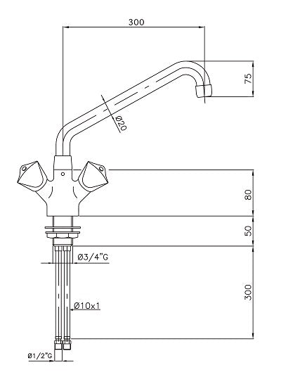 Misch- & Schwenkhahn / 1-Loch / Anschluss 3/4" / 7212.0010 / Combisteel