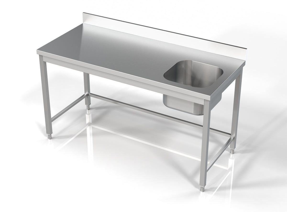 Spültisch ohne Grundboden & 1 Becken rechts / 1600 × 700 mm / Combisteel