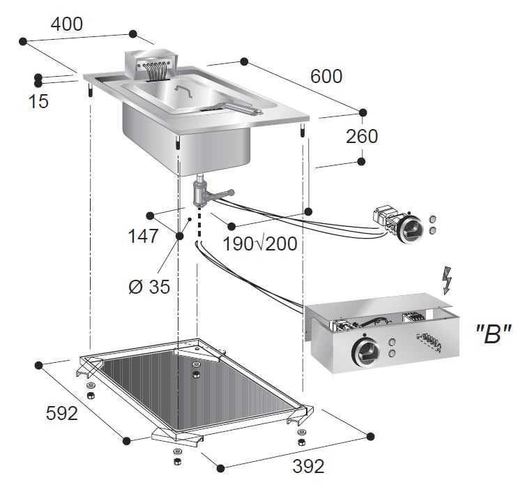 Elektrische Standfritteuse 1 × 10 L 7,25 kW – Produktansicht
