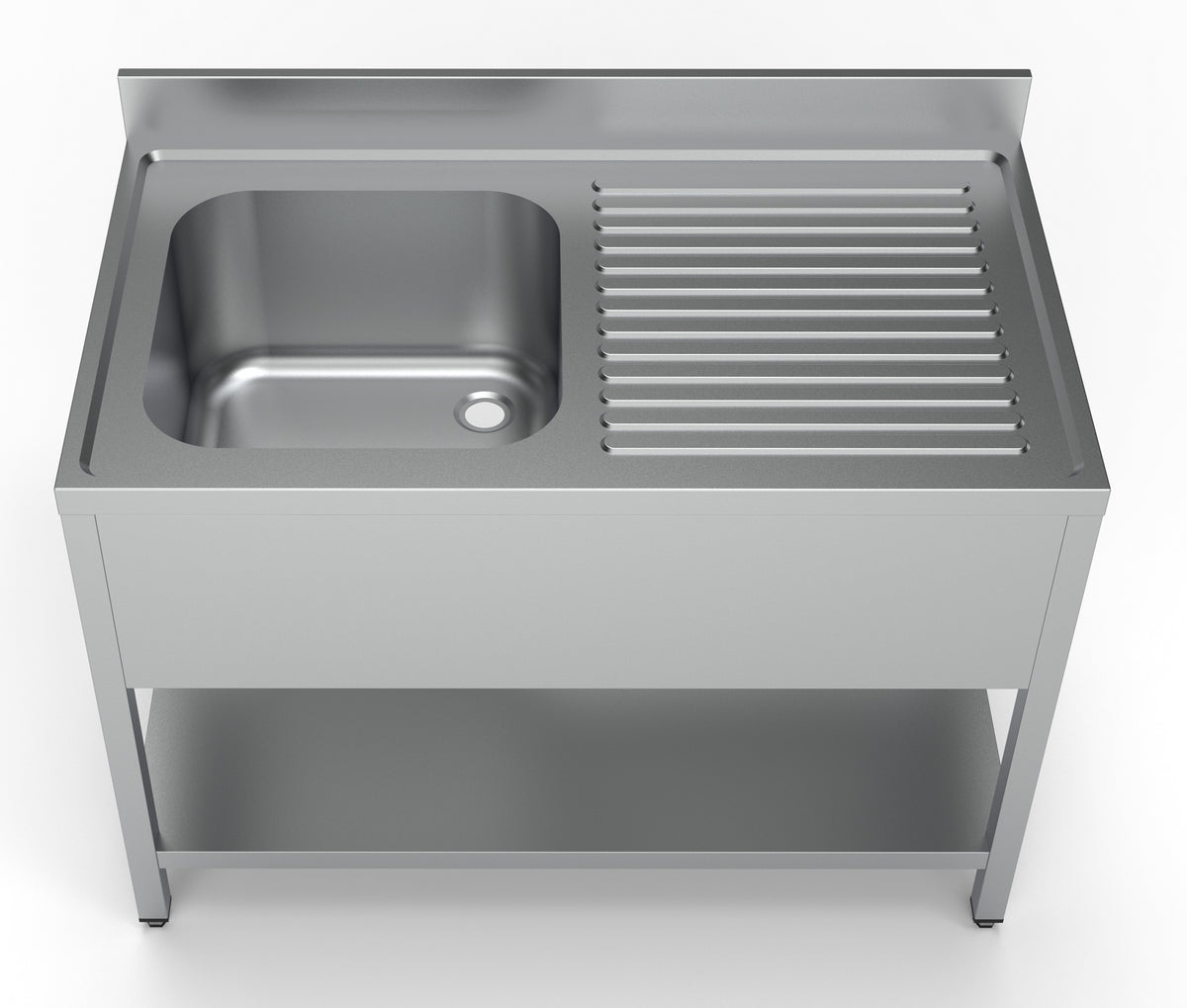Spültisch mit Grundboden & 1 Becken links / 1200 × 700 mm / Combisteel