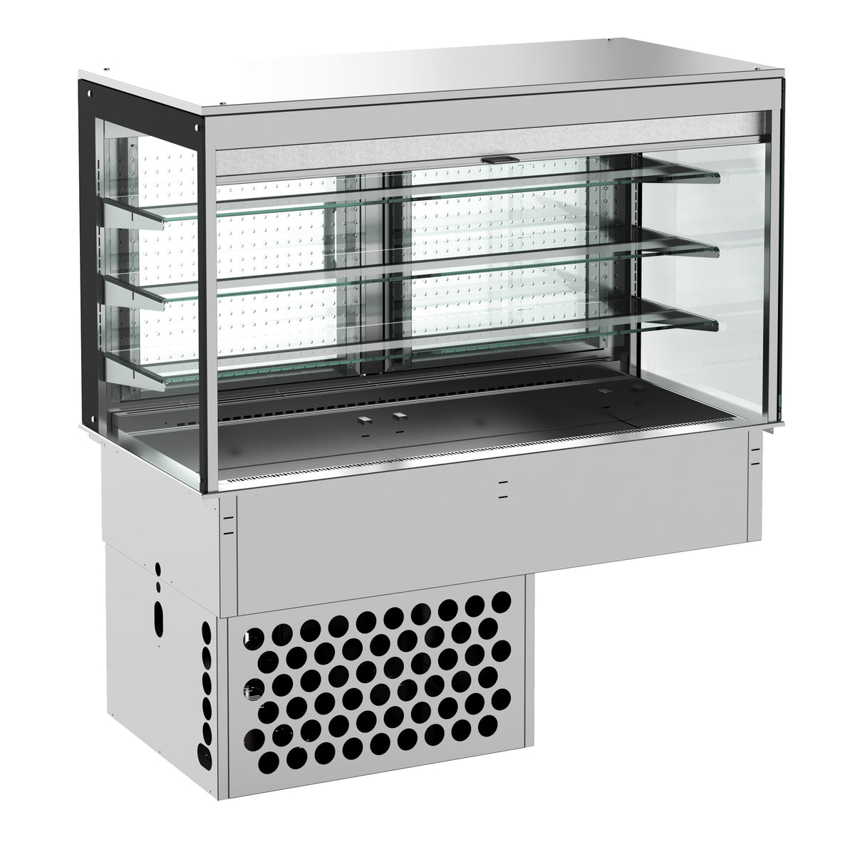 Einbaukühlvitrine / eckig / mit Rollvorhang / 3/1 GN / 1115 × 720 × 1430 mm / Combisteel