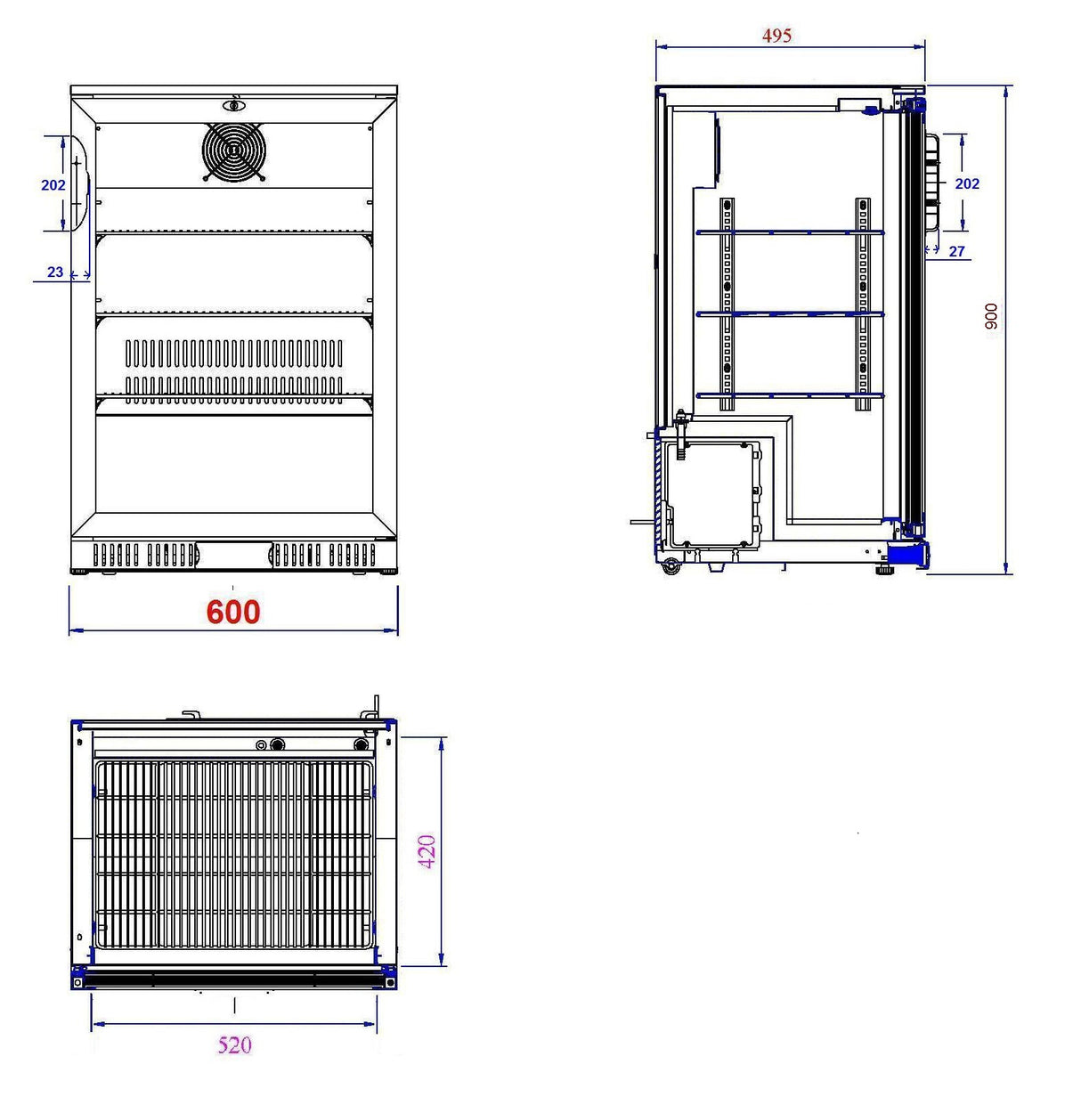 Combisteel Barkühler Schwarz / 1 Tür