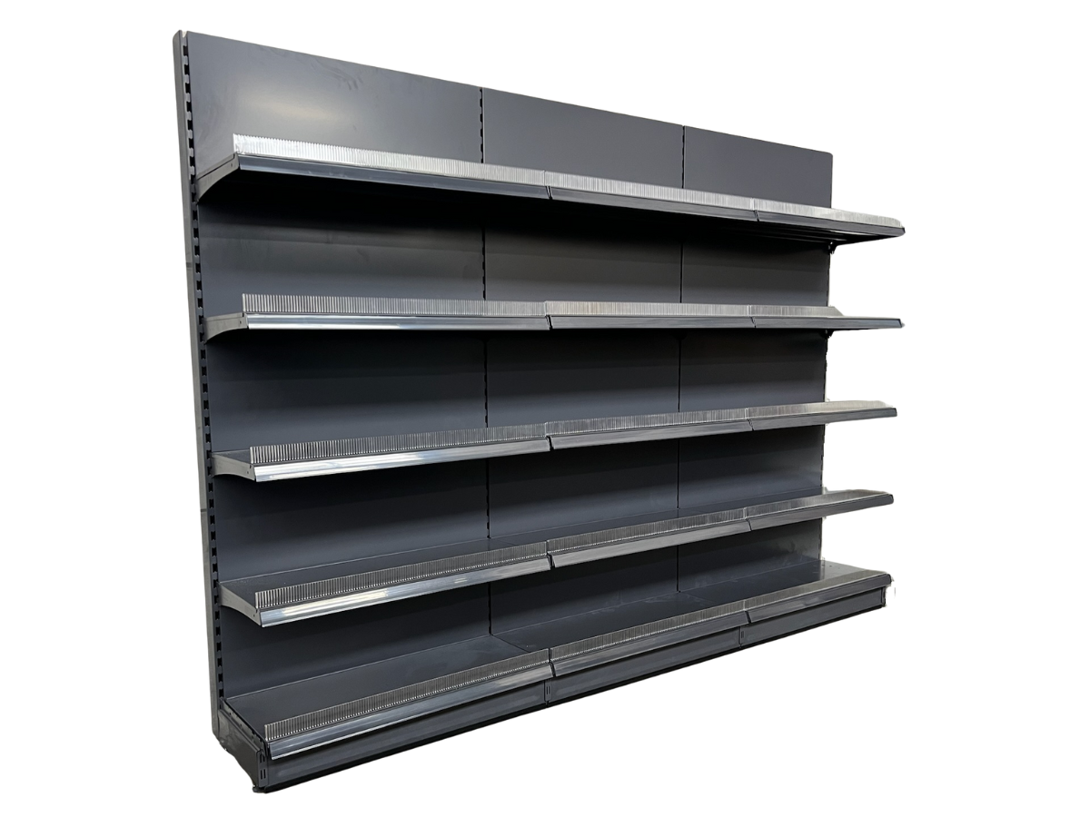 Wandregal / glatte Rückwand / RAL 7015 / Schiefergrau / 1003 × 370 × 2100 mm / Aircon Shop