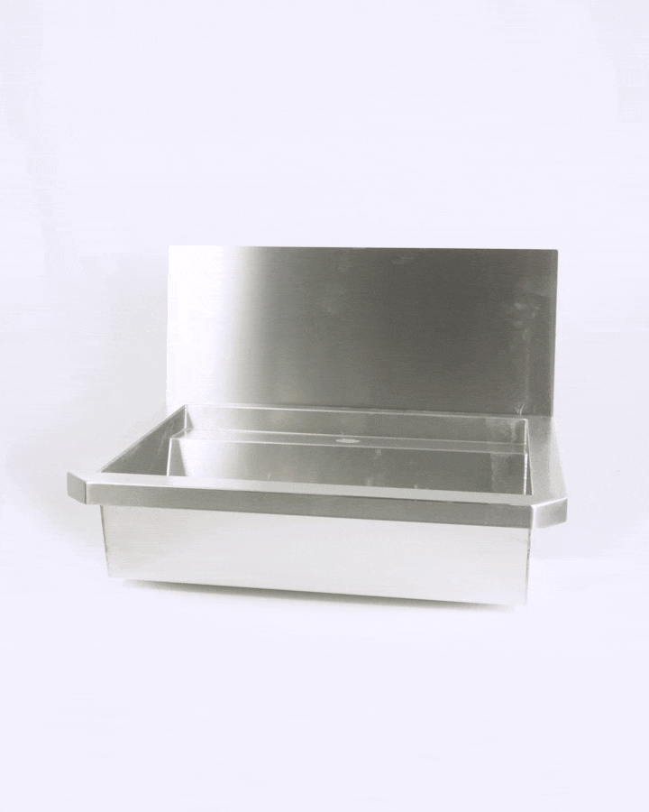 Edelstahl-Handwaschbecken / 600 mm breit / 1 Armaturplatz / Combisteel