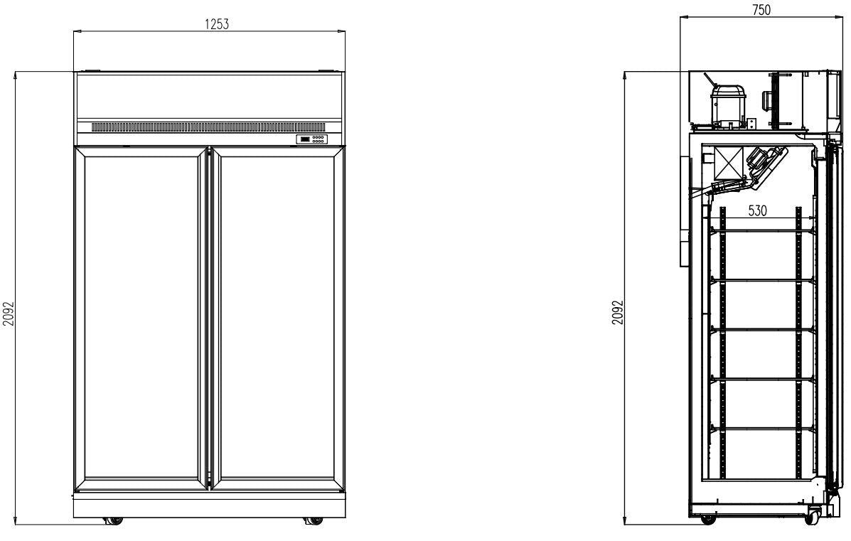 Tiefkühlschrank 2 Glastüren INS-1000F