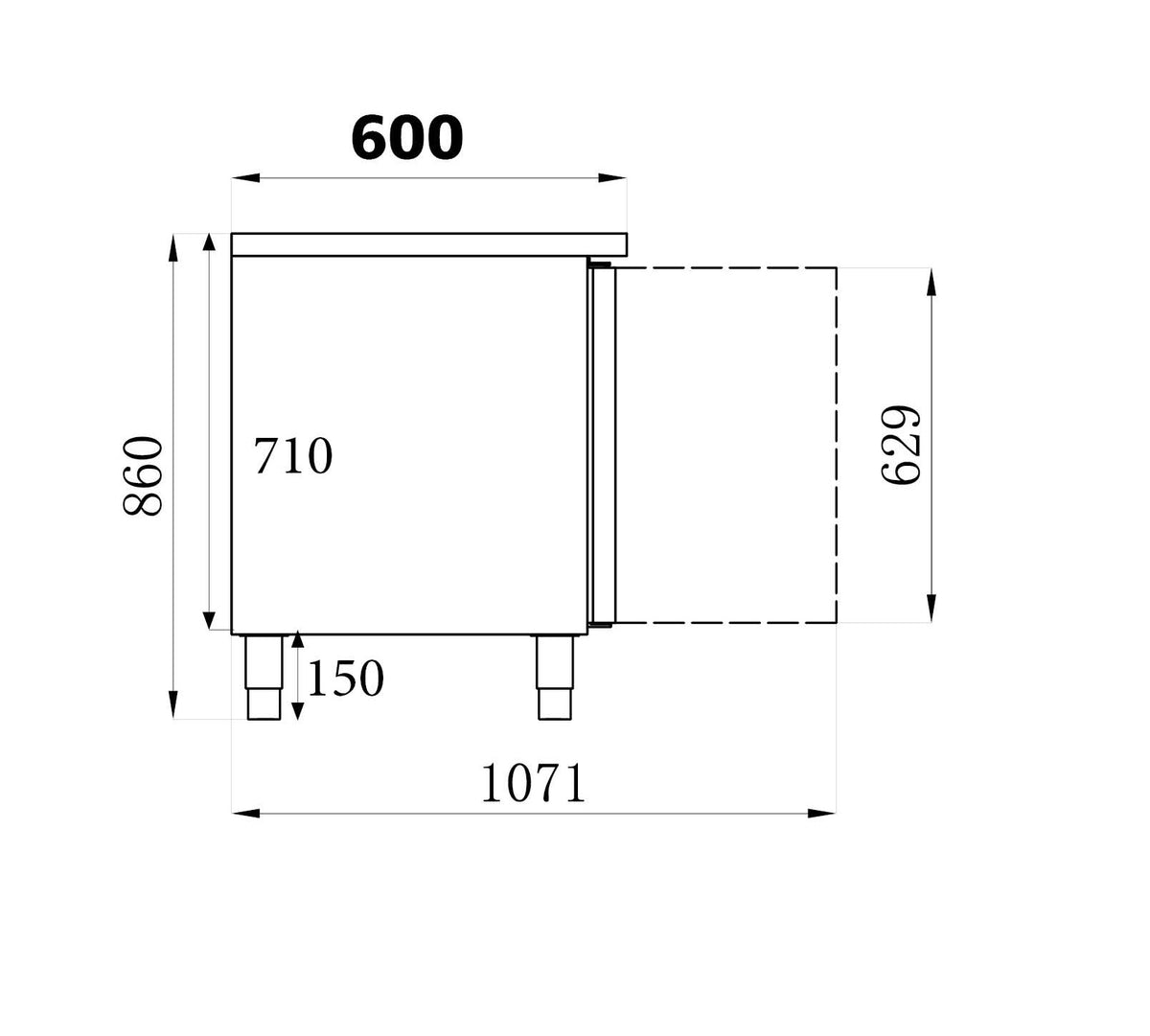 Kühltisch / 1360 × 600 mm / 2 Türen / 228 L / Combisteel