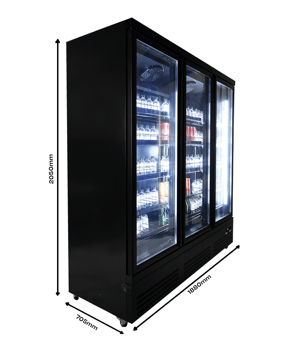 ХЛАДИЛНИК С 3 СТЪКЛЕНИ ВРАТИ ЧЕРЕН CEB-1600R BL