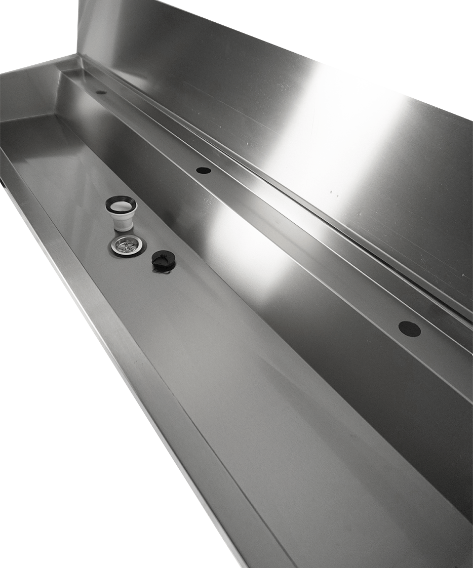 Edelstahl-Handwaschbecken / 1800 mm breit / 3 Armaturplätze / Combisteel