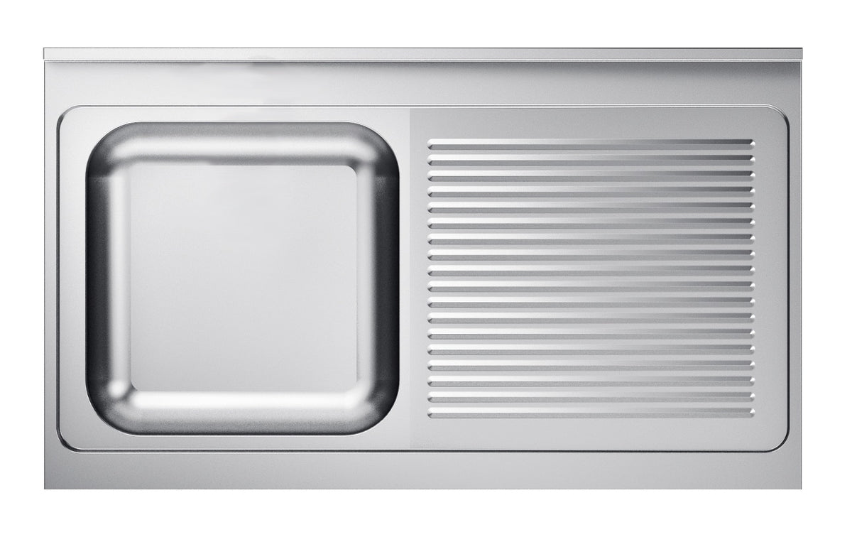 Spültischplatte / 1 Becken links / 1200 × 600 × 40 mm / Combisteel
