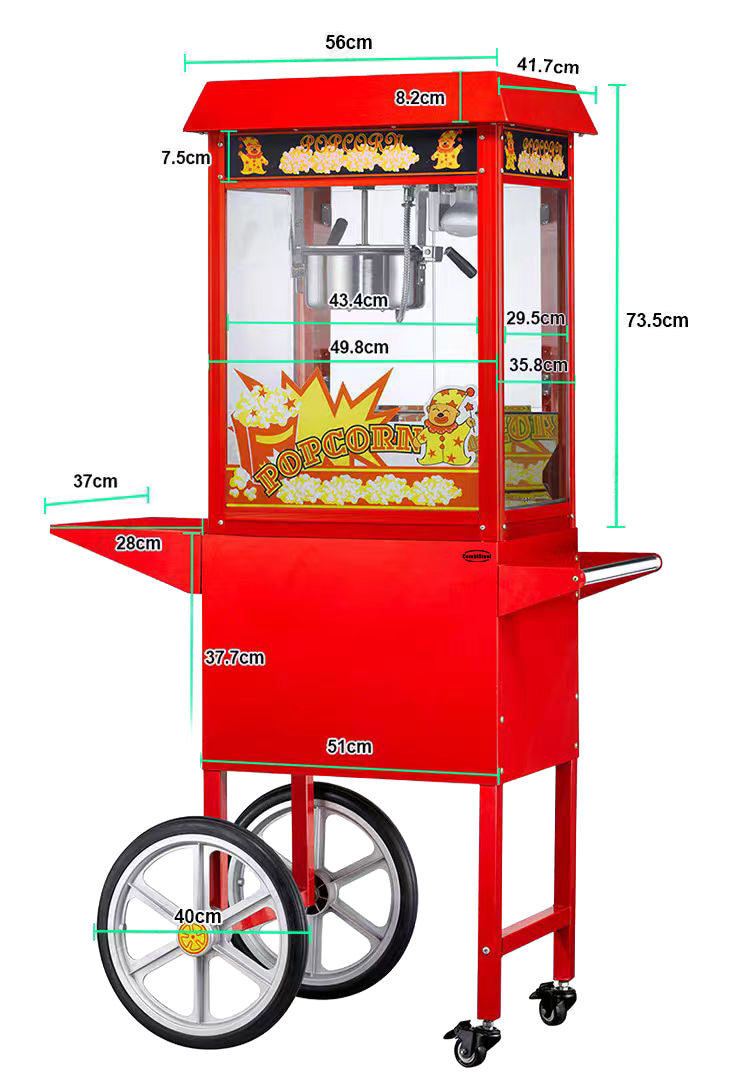 Popcornmaschine / mit Wagen / 1,35 kW / 560 × 417 × 1560 mm / Combisteel