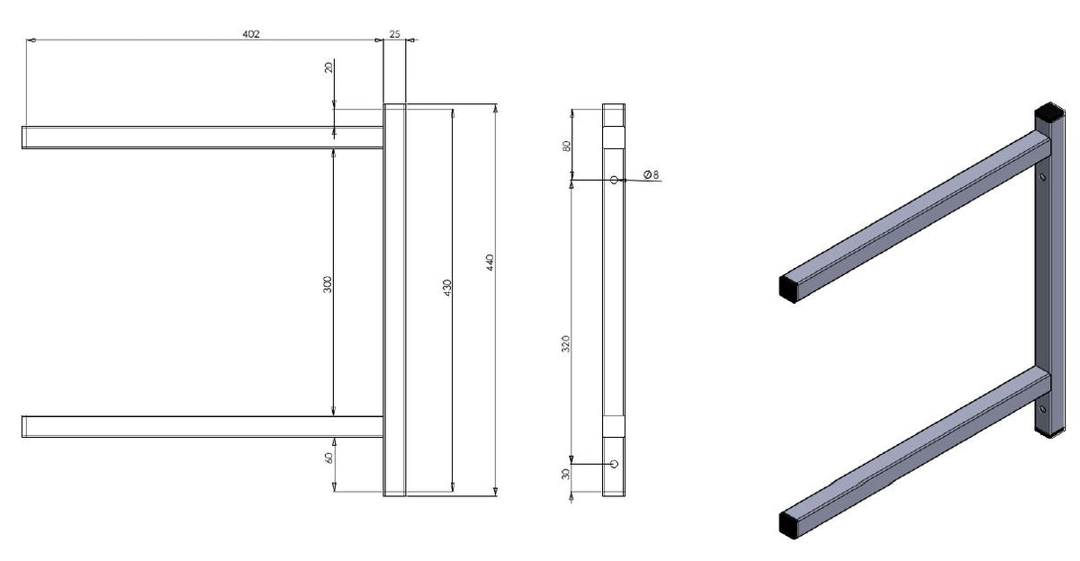 Edelstahl Konsole / fest doppelt / 400 / Serie 7412 / Combisteel
