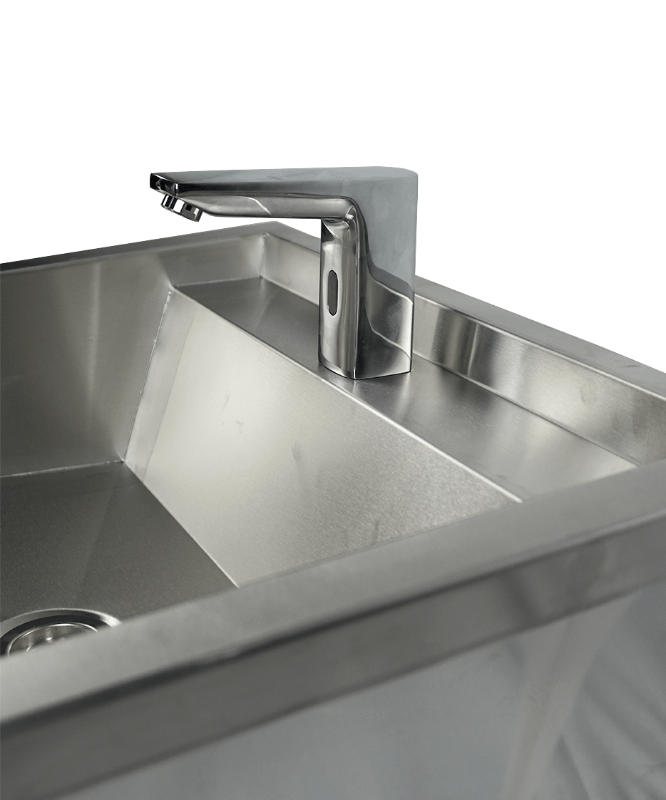 Edelstahl-Handwaschbecken / 600 mm breit / 1 Armaturplatz / Combisteel