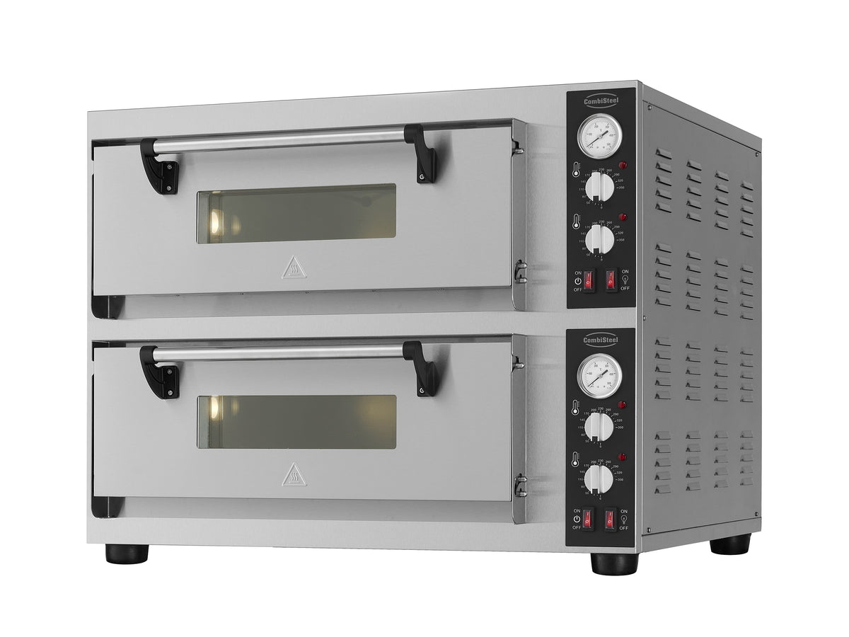 Elektrischer Combisteel Pizzaofen mit 2 Backkammern für 2 × 4 Pizzen Ø 30 cm