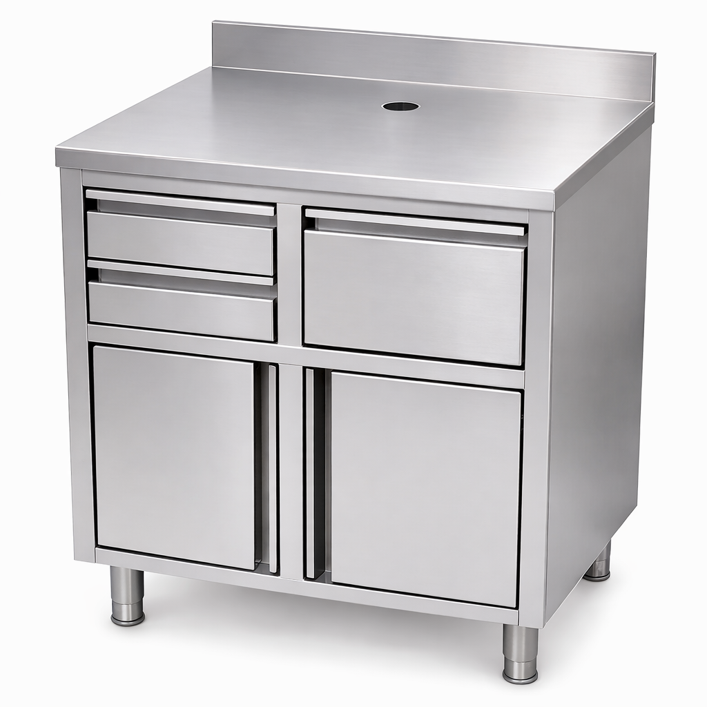 Edelstahl Kaffee-Arbeitstisch / 1000 × 600 × 1150 mm / Combisteel