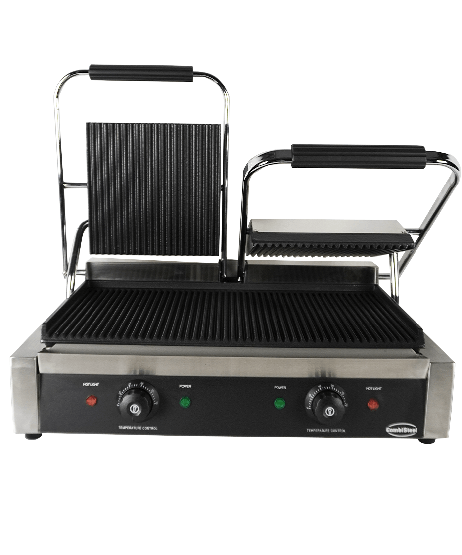 Elektrischer Doppel-Kontaktgrill gerillt 3,6 kW / Combisteel – professioneller Kontaktgrill für Gastronomie