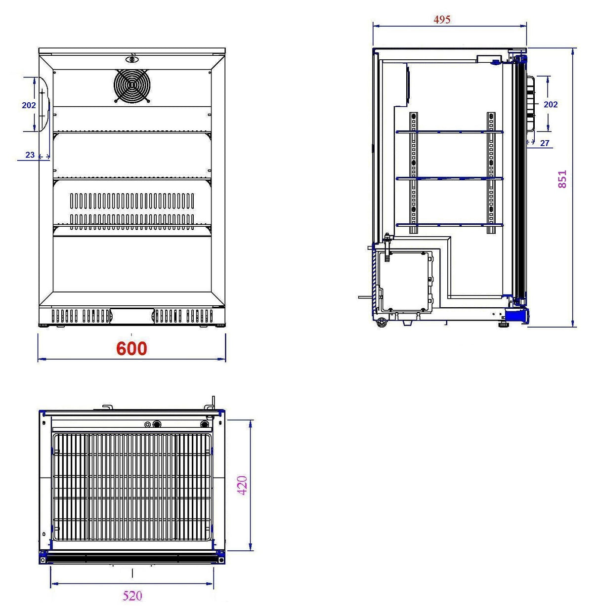 Combisteel Barkühler Schwarz / 1 Tür
