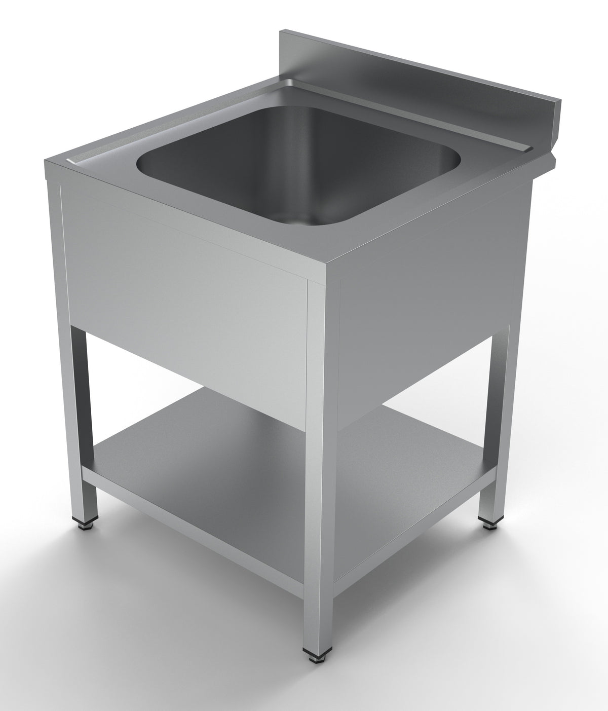 Spültisch mit Grundboden & 1 Becken mittig / 700 × 700 mm / Combisteel