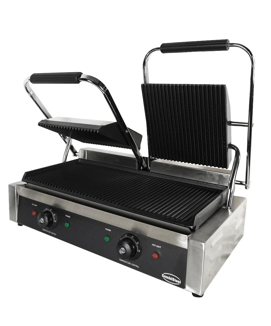 Elektrischer Doppel-Kontaktgrill gerillt 3,6 kW / Combisteel – professioneller Kontaktgrill für Gastronomie