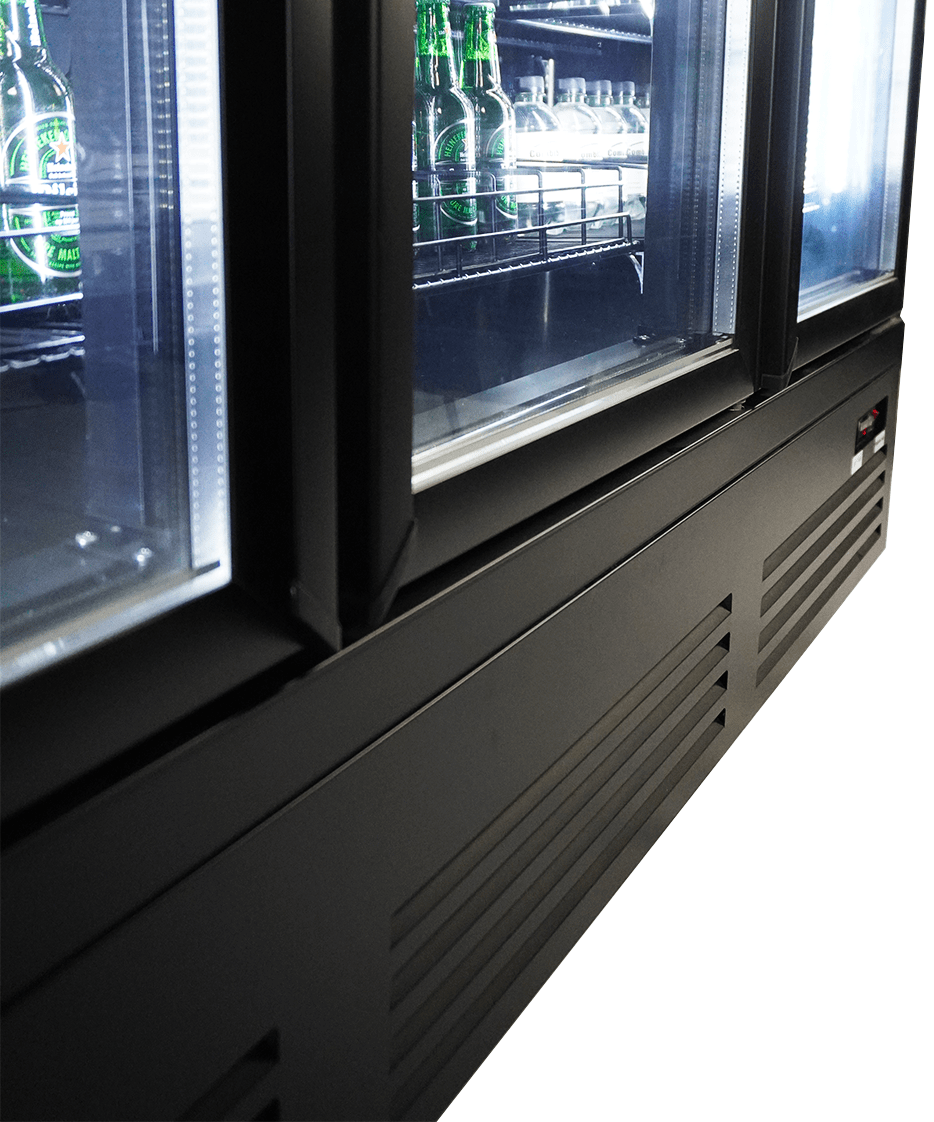 ХЛАДИЛНИК С 3 СТЪКЛЕНИ ВРАТИ ЧЕРЕН CEB-1600R BL