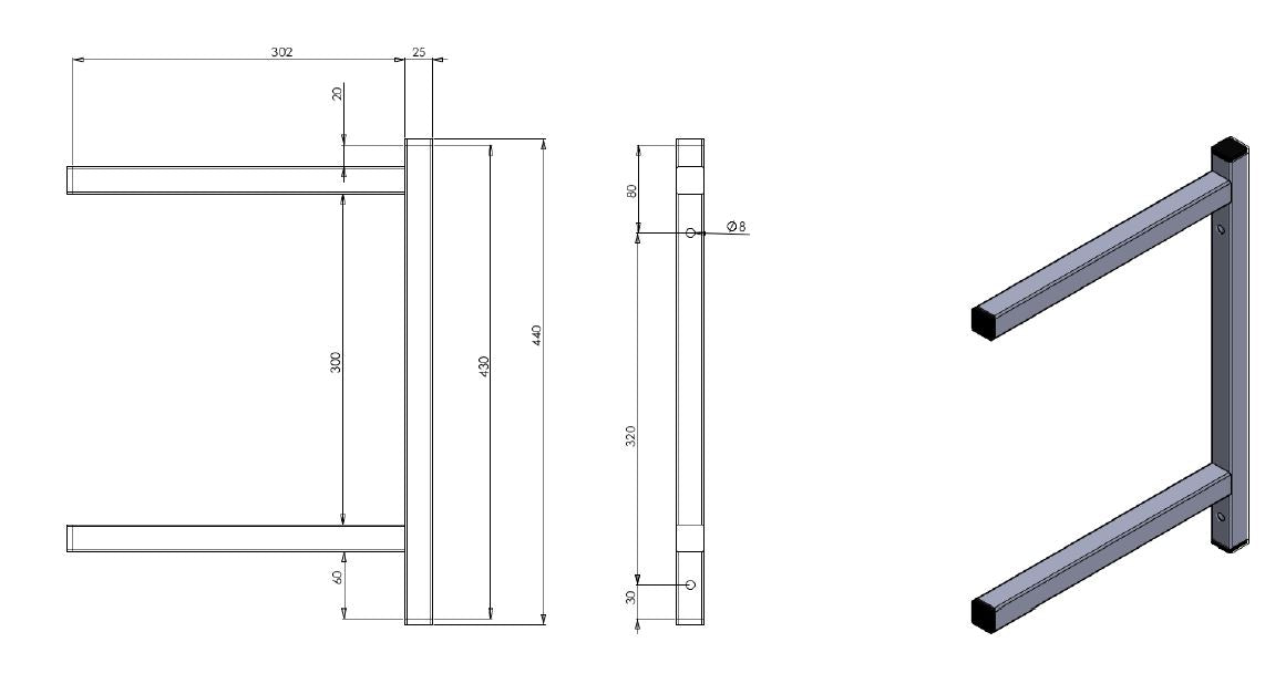 Edelstahl Konsole / fest doppelt / 300 / Serie 7412 / Combisteel