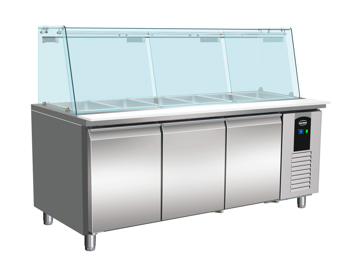 Saladette / mit Glas / 3 Türen / 5x 1/1 GN / 456 L / Combisteel