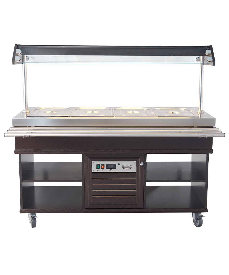Warmes Buffet / 4 × 1/1 GN / Mahagoni / 1500 × 700 × 1400 mm / Combisteel