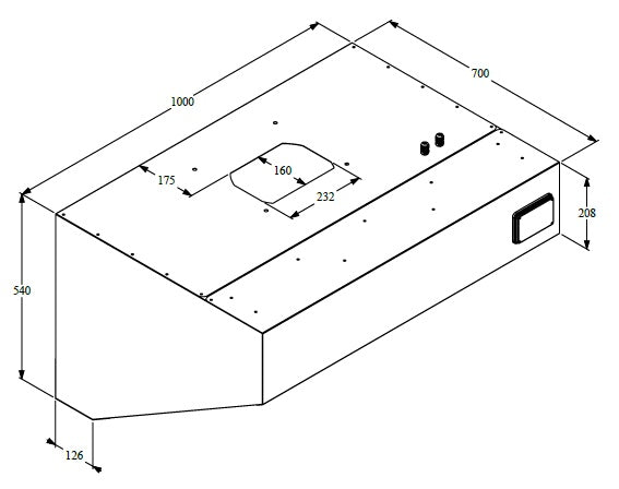 Wandhaube / mit Motor / 1000 × 700 × 520 mm / Combisteel