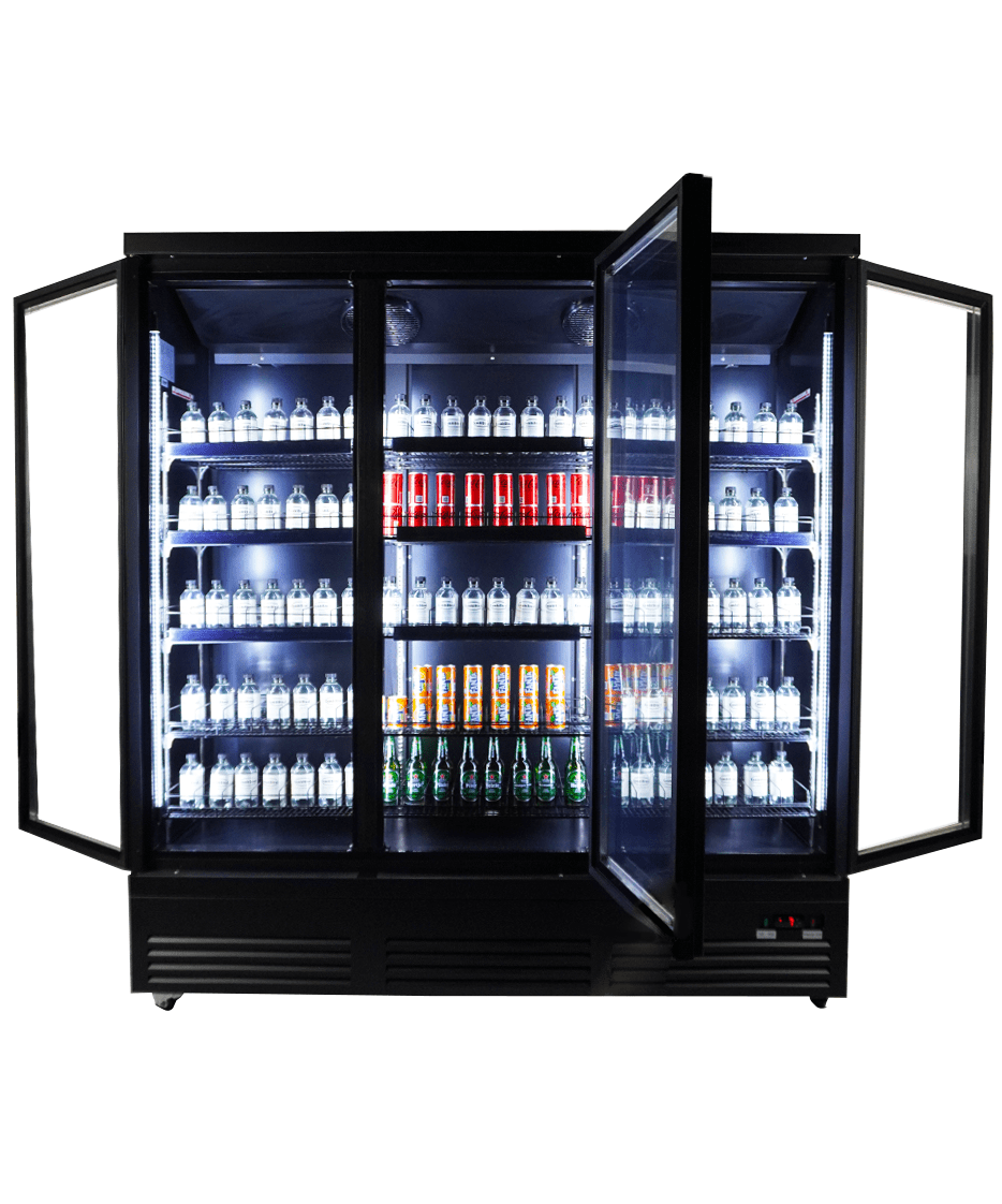 ХЛАДИЛНИК С 3 СТЪКЛЕНИ ВРАТИ ЧЕРЕН CEB-1600R BL