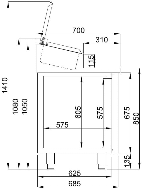 Saladette / 2 Türen / 7x 1/3 GN / 178 L netto / Combisteel