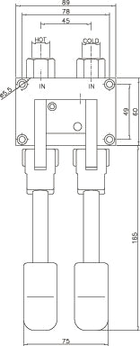 Fußbedienter Mischhahn / 2 Pedale / Combisteel