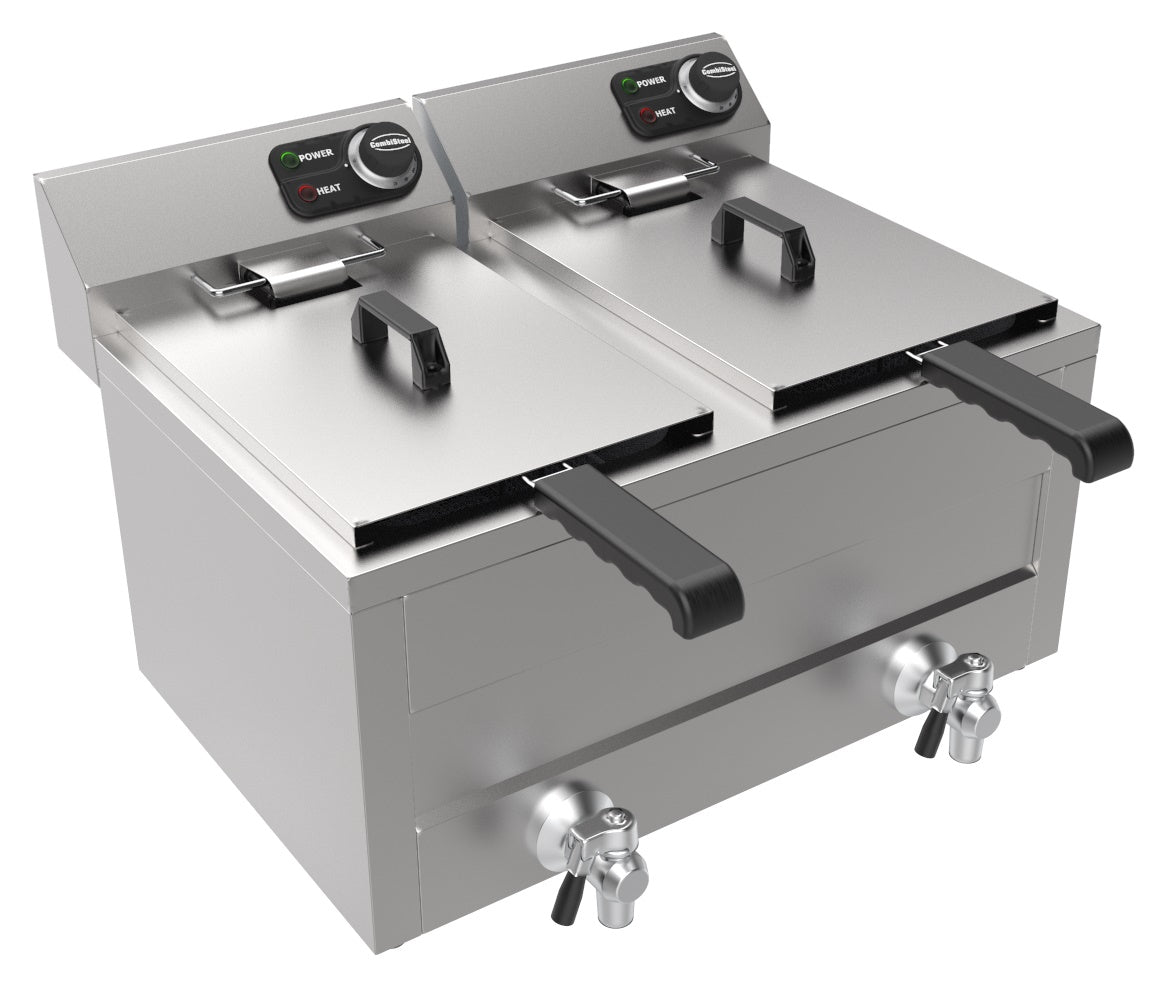 Elektrische Tischfritteuse 2 × 8 L / 2 × 3 kW / Combisteel