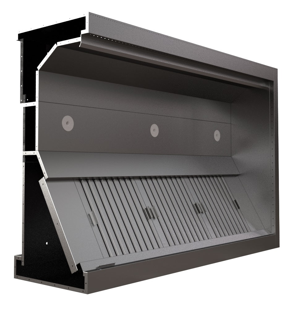 Induktionsabzugshaube / Kastenmodell / 2400 × 1300 × 550 mm / 4 Filter / ohne Motor / Combisteel