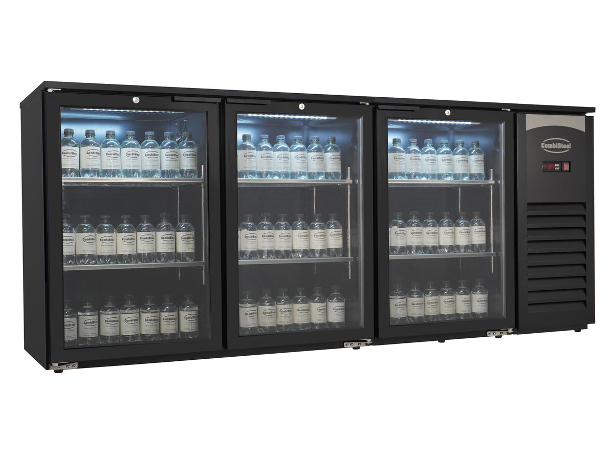 Barkühler 470 L mit 3 Glastüren / Schwarz / Combisteel