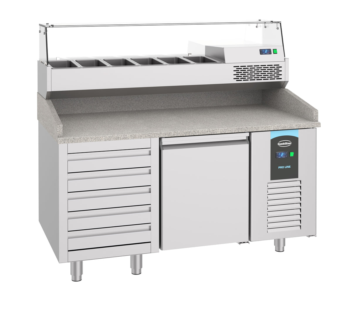 Pizzatisch / 1 Tür / 5 Schubladen / 380 L / Combisteel