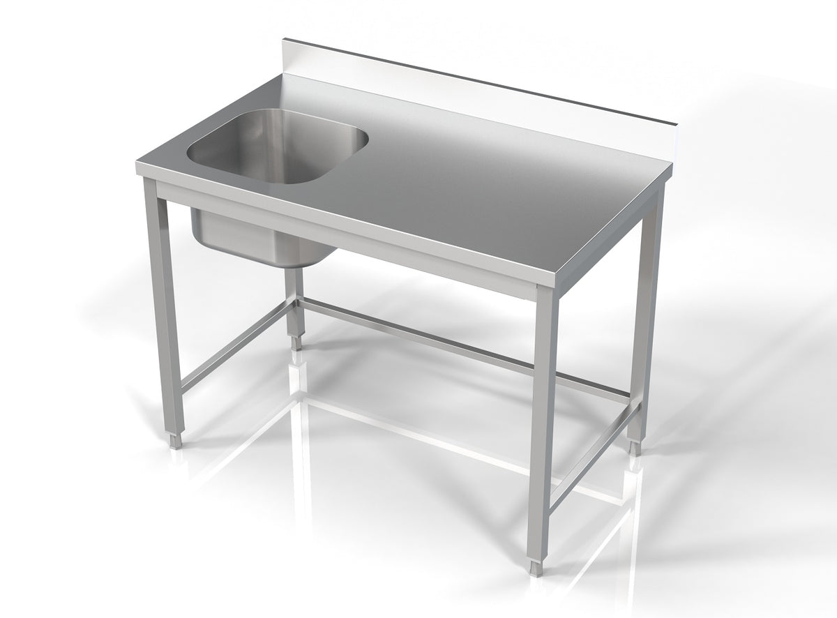 Spültisch ohne Grundboden & 1 Becken links / 1200 × 700 mm / Combisteel