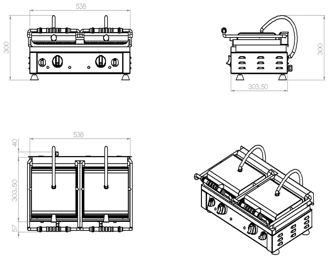 Doppel-Kontaktgrill gerillt 3,5 kW / Combisteel