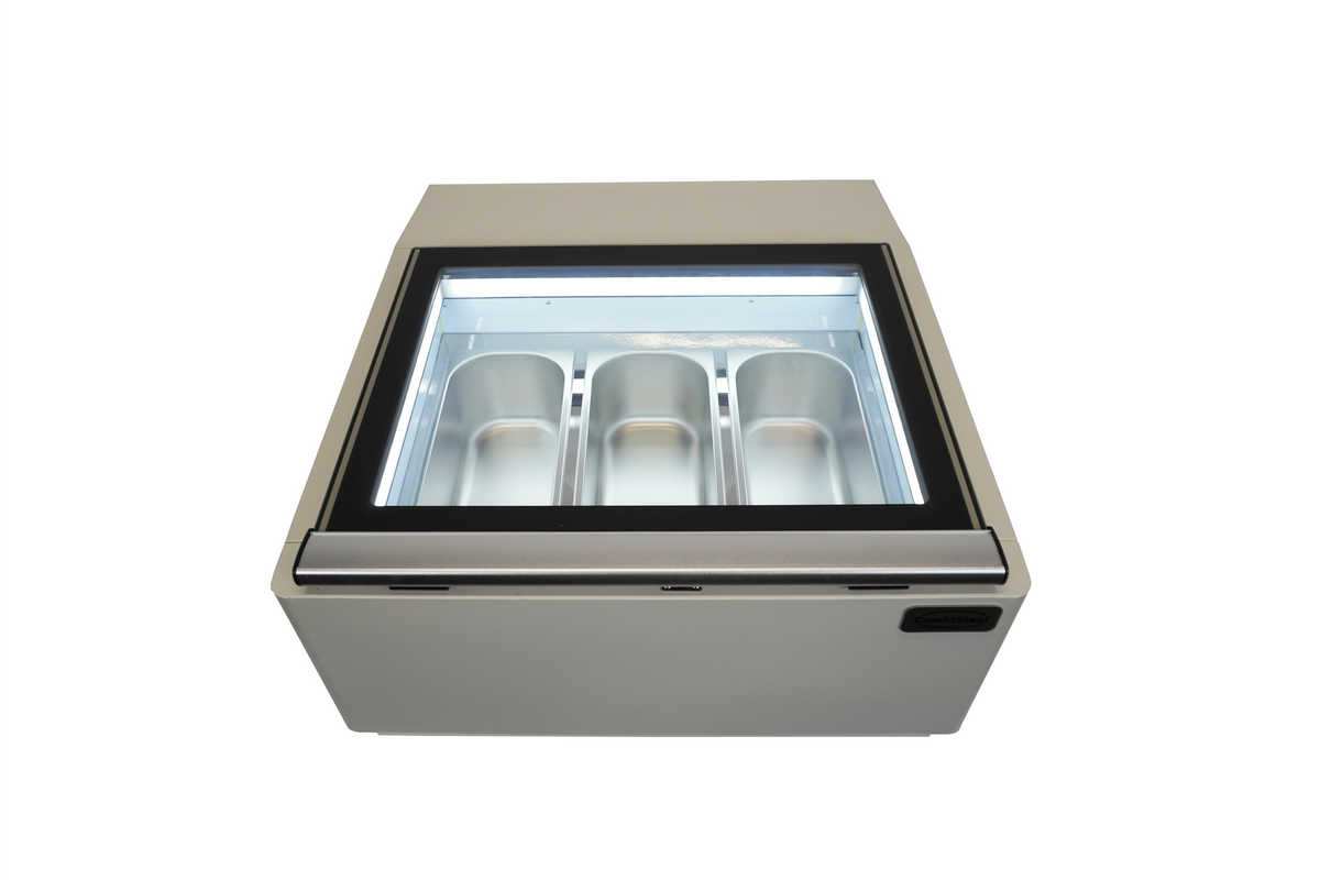 Speiseeisvitrine Tischmodell Bedienungsseite / Weiß / Combisteel