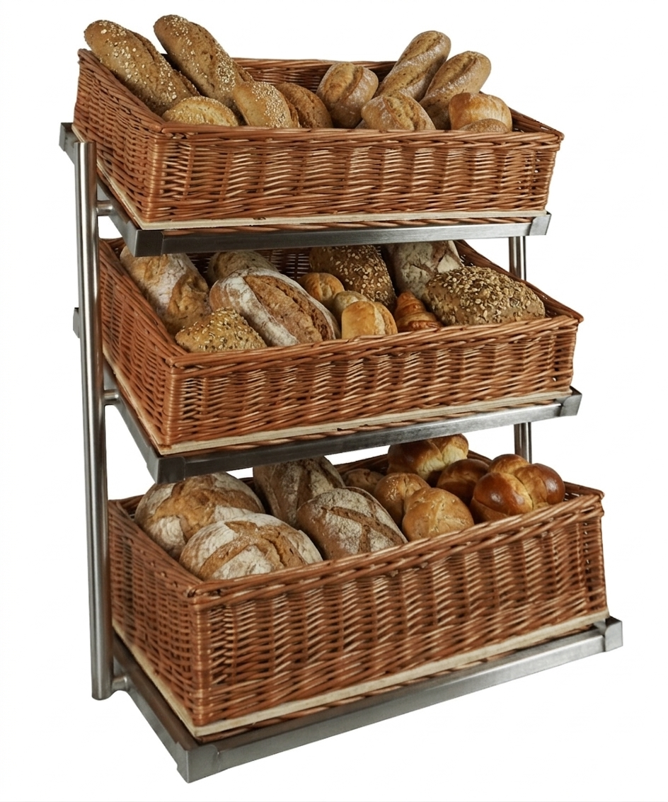 Brotkorb-Etagere 3-stufig breites Modell – Detailansicht 2