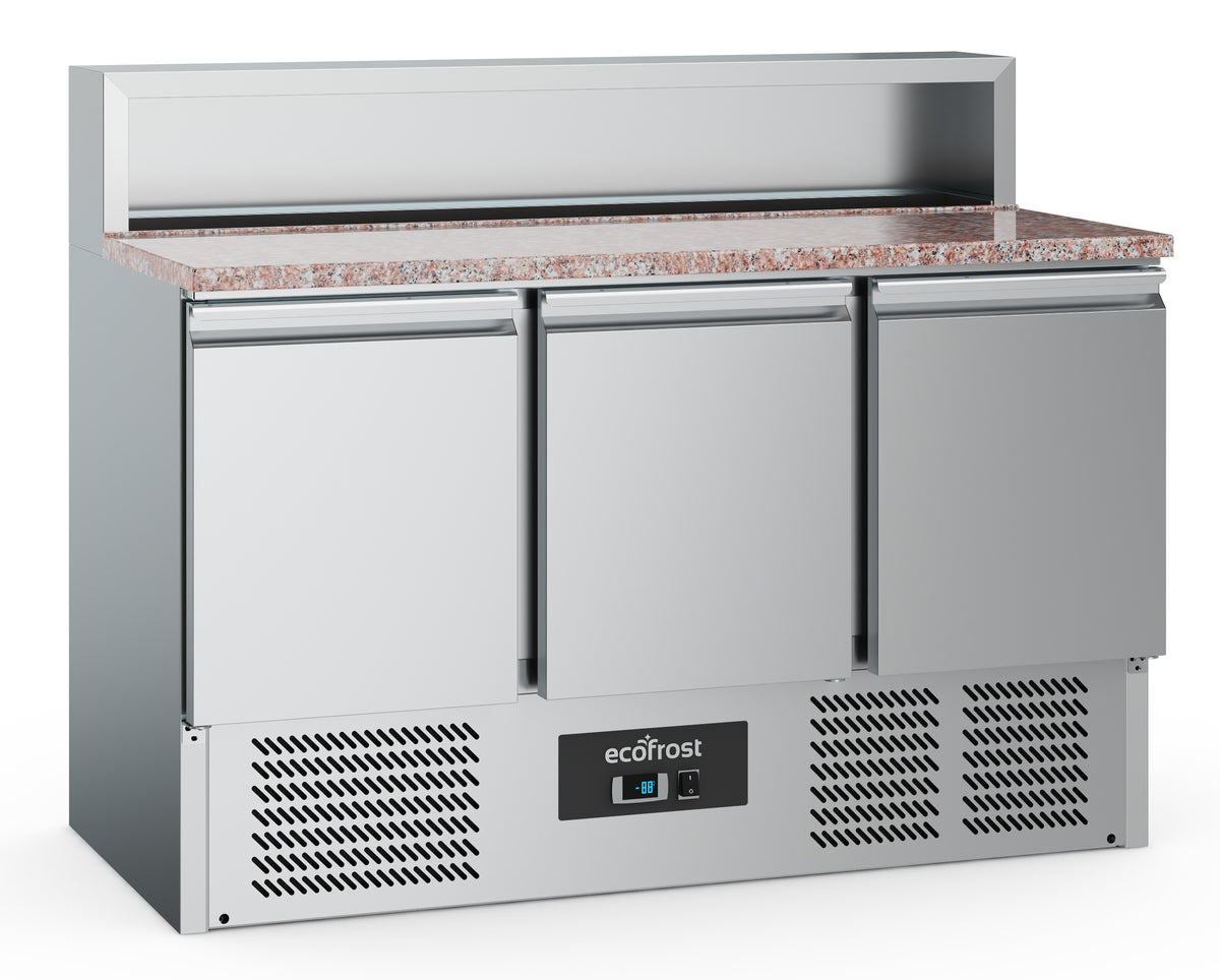 Pizzatisch / 3 Türen / 8x 1/6 GN / 402 L / Combisteel