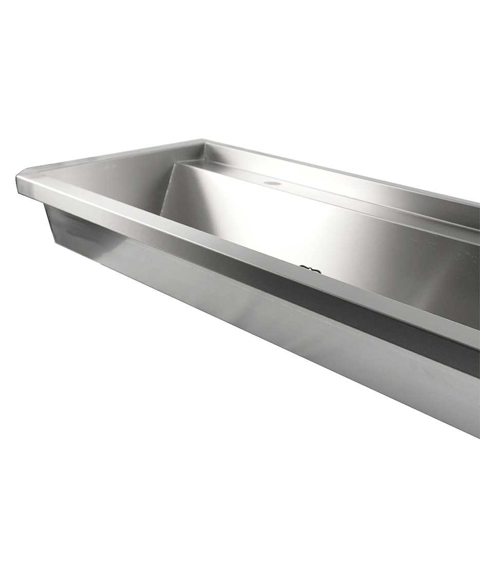 Edelstahl-Handwaschbecken / 2400 mm breit / 4 Armaturplätze / Combisteel