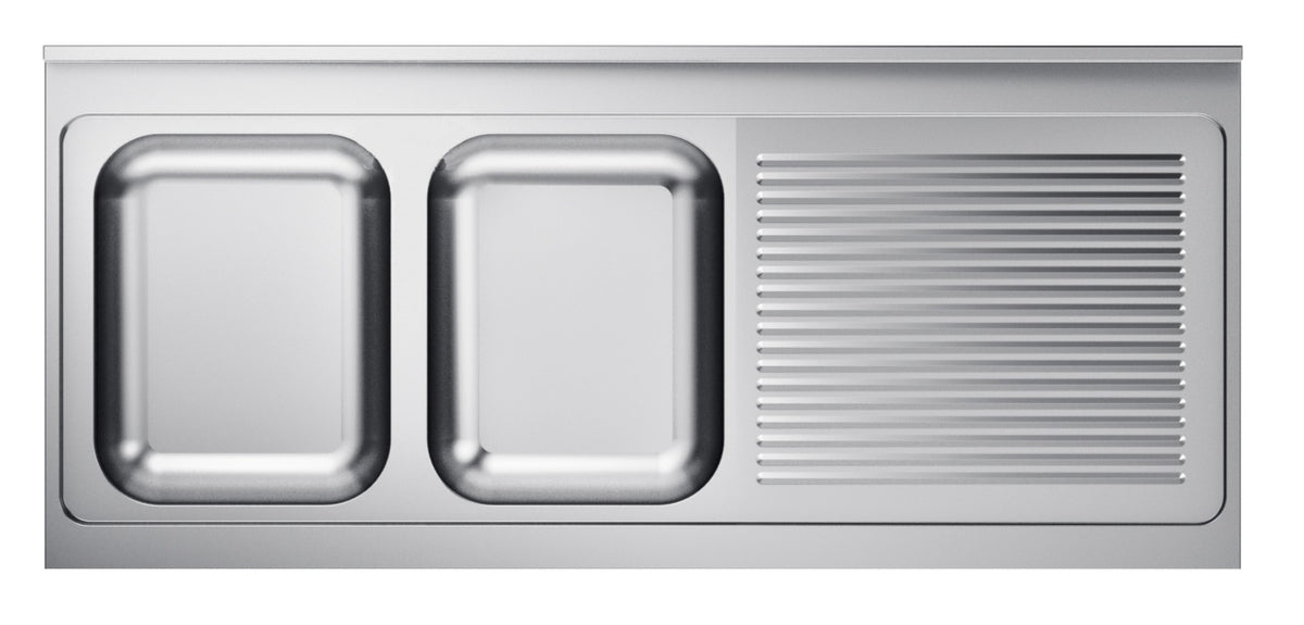 Spültischplatte / 2 Becken links / 1600 × 700 × 40 mm / Combisteel