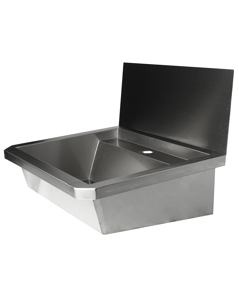Edelstahl-Handwaschbecken / 600 mm breit / 1 Armaturplatz / Combisteel