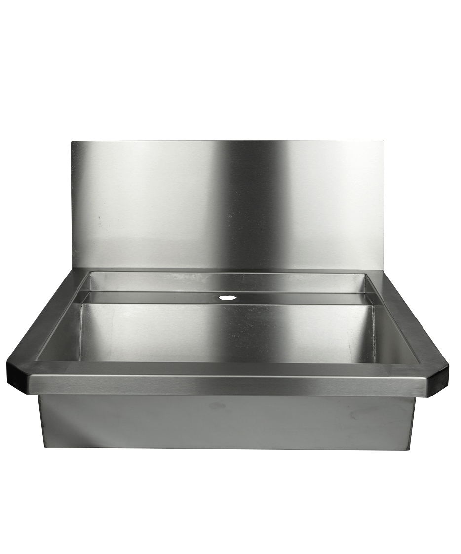 Edelstahl-Handwaschbecken / 600 mm breit / 1 Armaturplatz / Combisteel