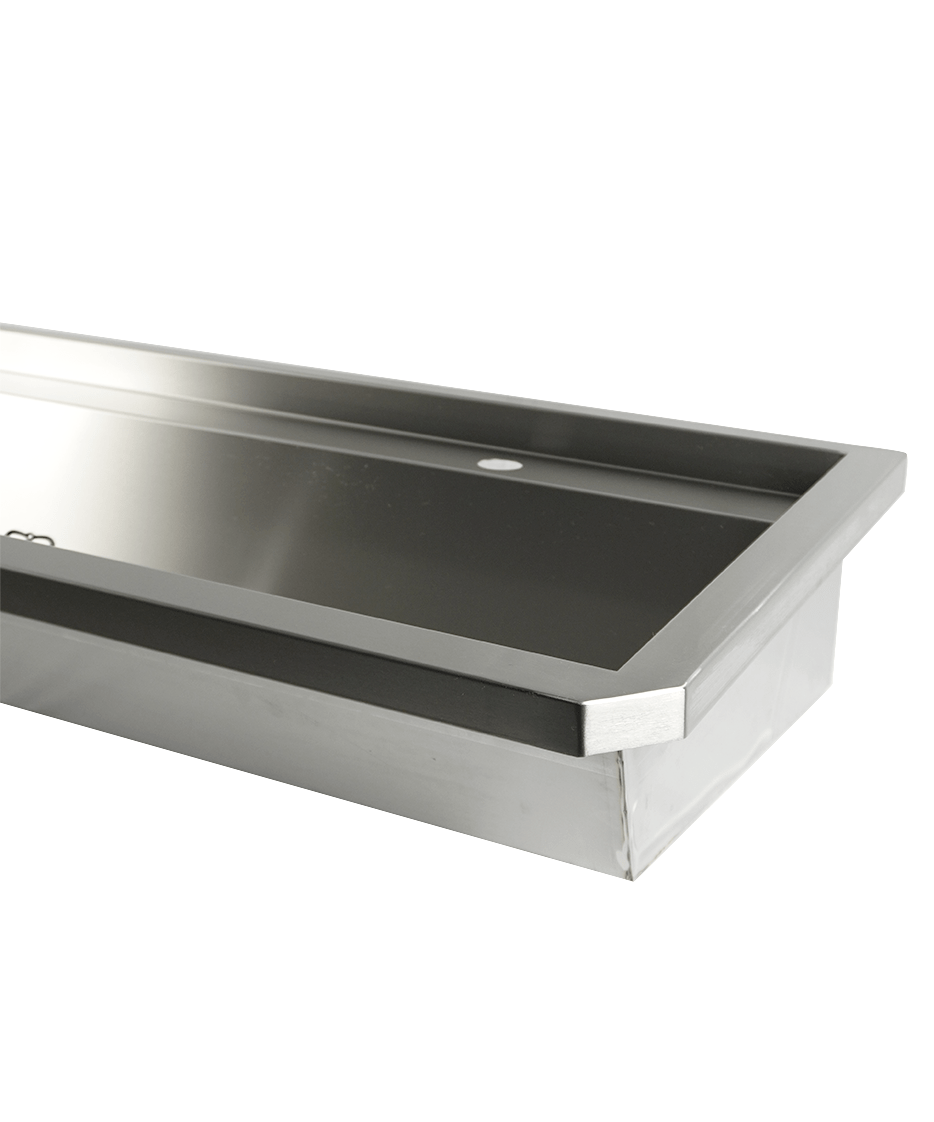 Edelstahl-Handwaschbecken / 2400 mm breit / 4 Armaturplätze / Combisteel